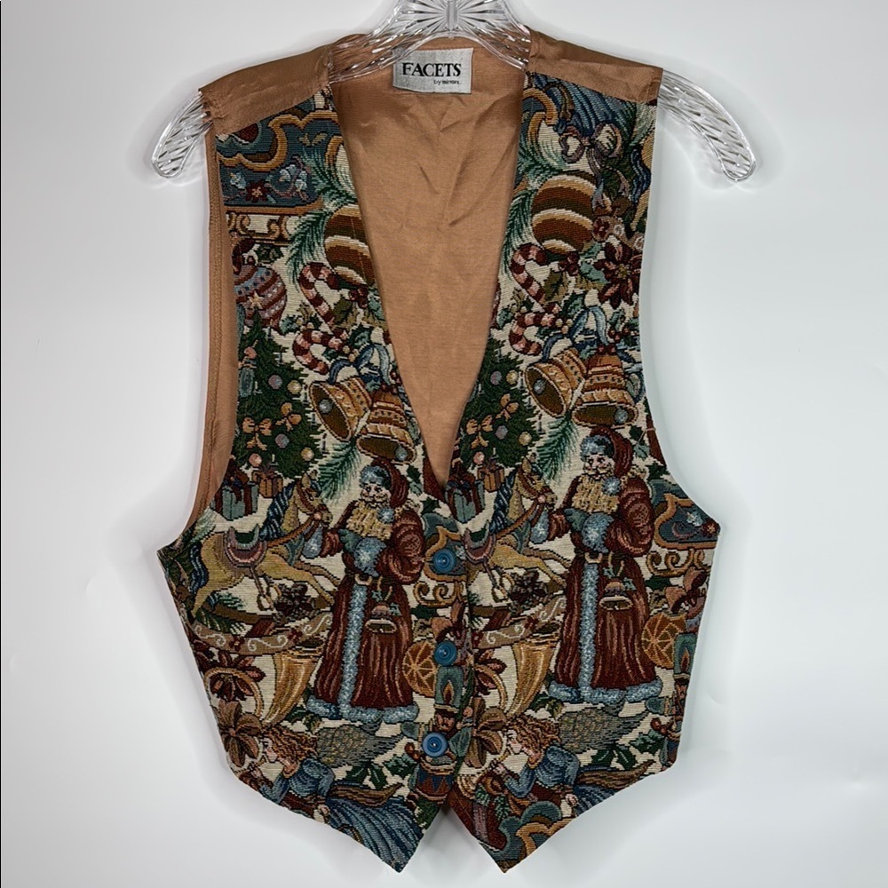 Vintage Facets By Mirrors Father Christmas Ugly Vest Size Medium